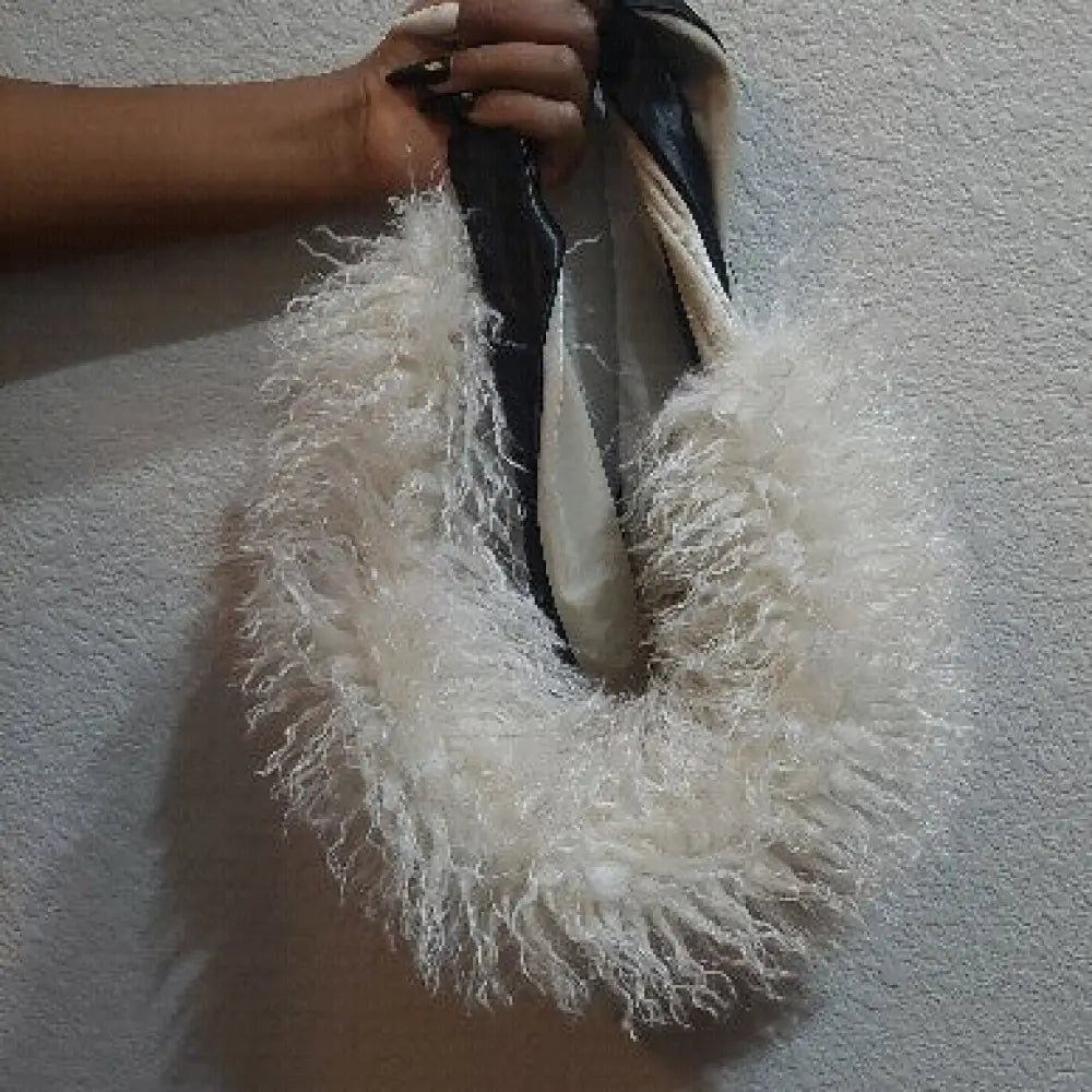 RM’s After Five Scarves in Off White Mongolian Faux Fur Unisex