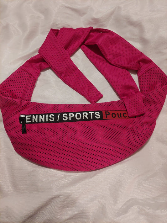 Tennis/Sports Pouch in Fuchsia Mesh