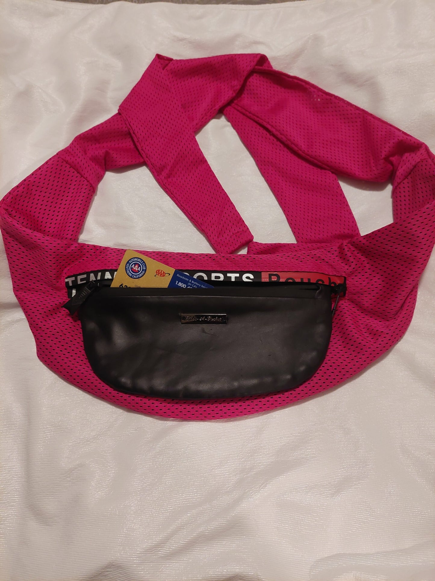 Tennis/Sports Pouch in Fuchsia Mesh