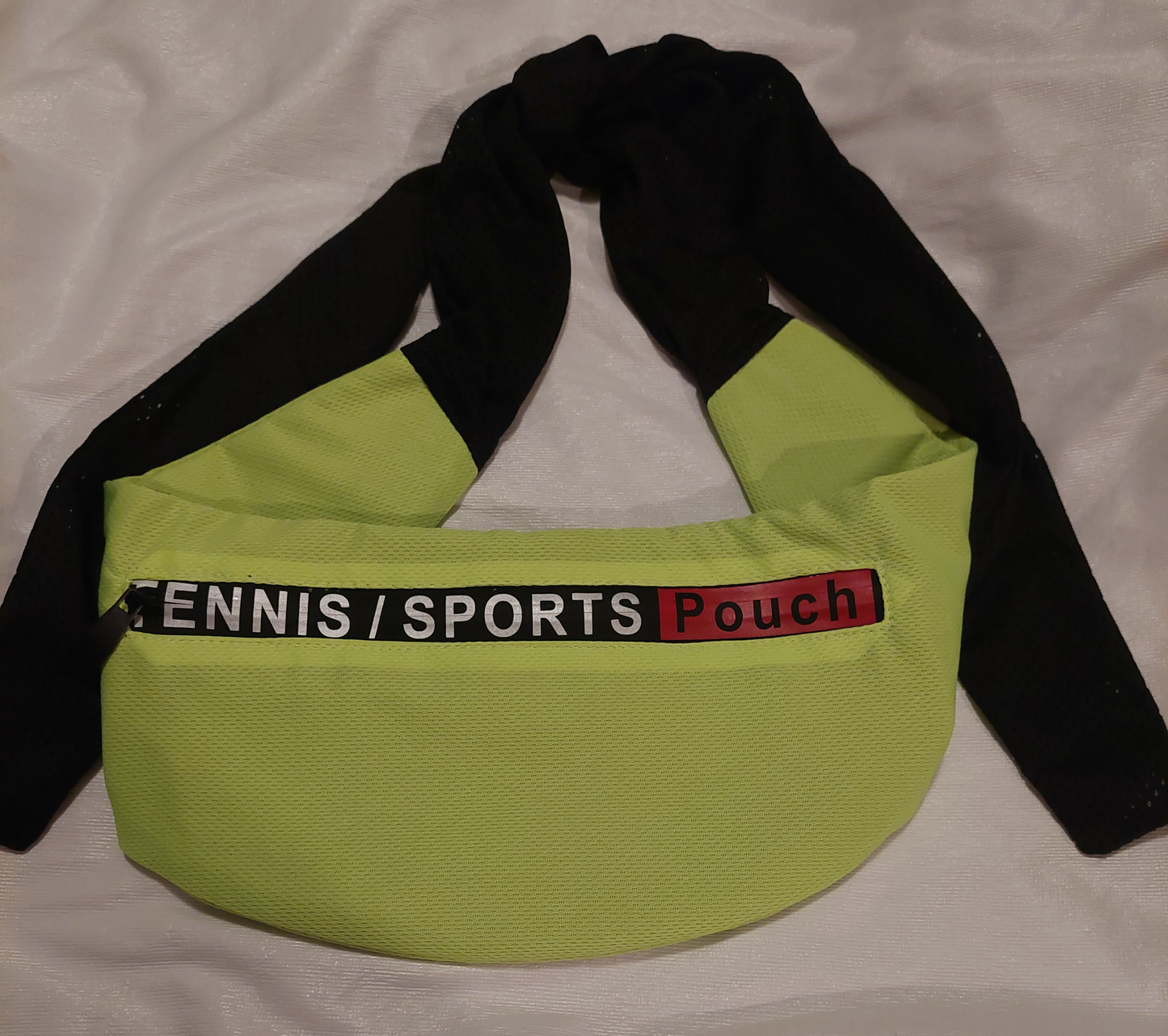 Tennis/Sports Pouch in Neon Mesh w Blk Ties