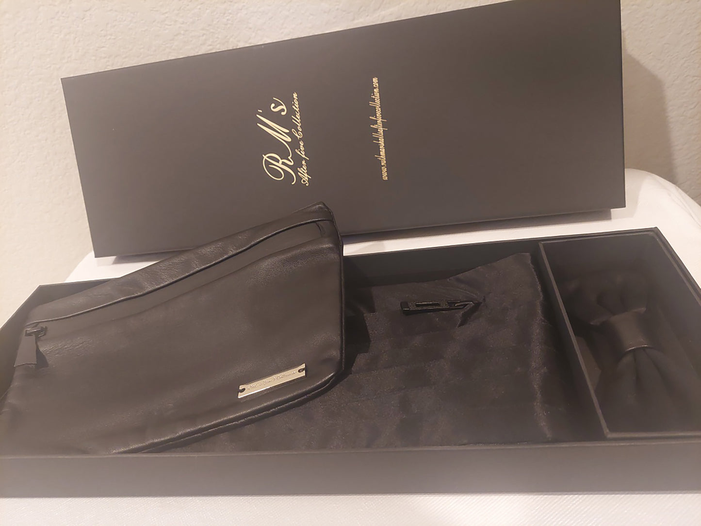 RM's After Five, Black Charmeuse Silk Cummerbund Set With RFID Theft Protection