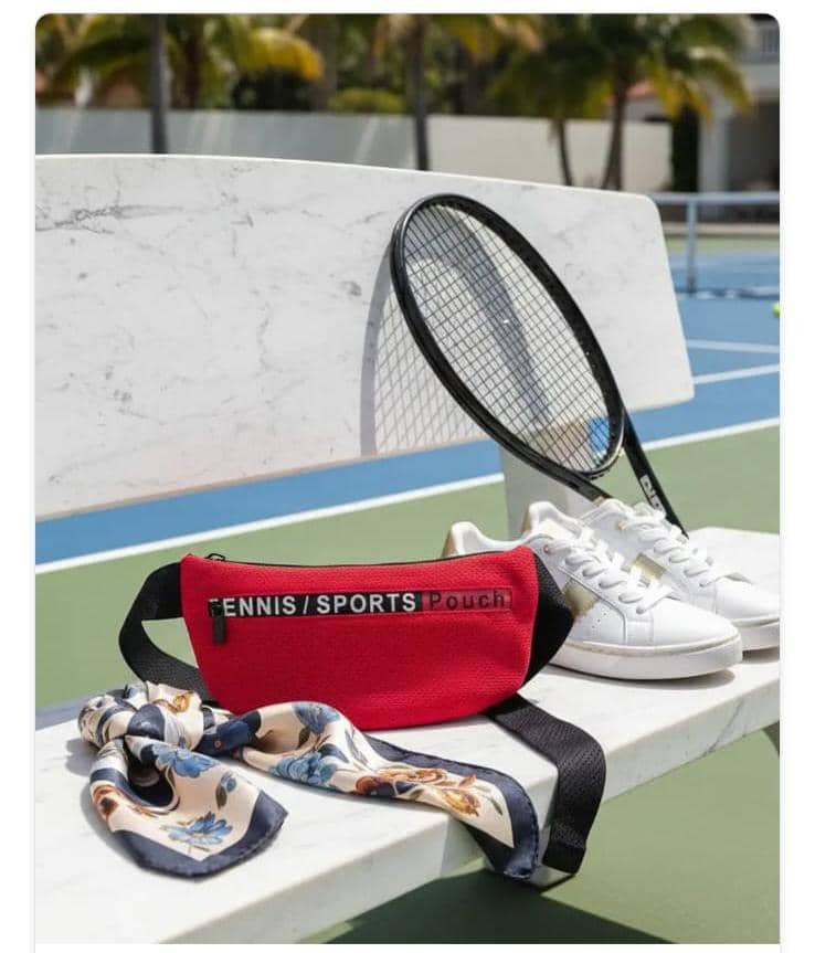 Tennis|Sports Pouch in  Mesh belt and Military Buckle