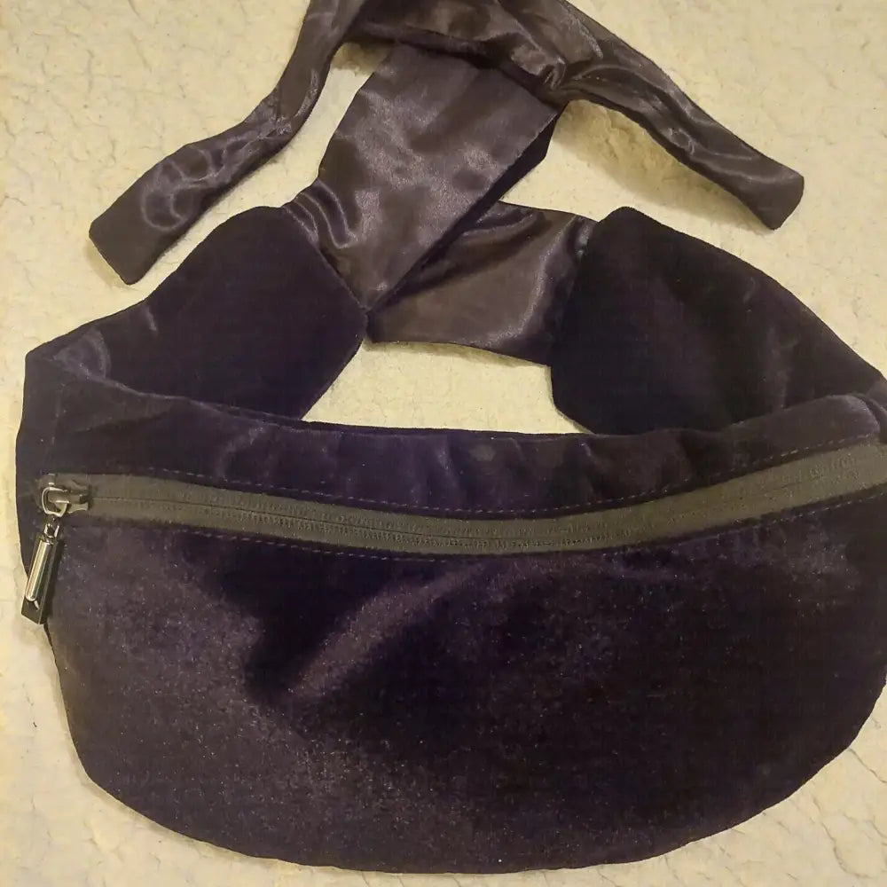 RM’s After Five Black Stretch Velvet Scarf stylish accessory with a zip pocket and tie design.