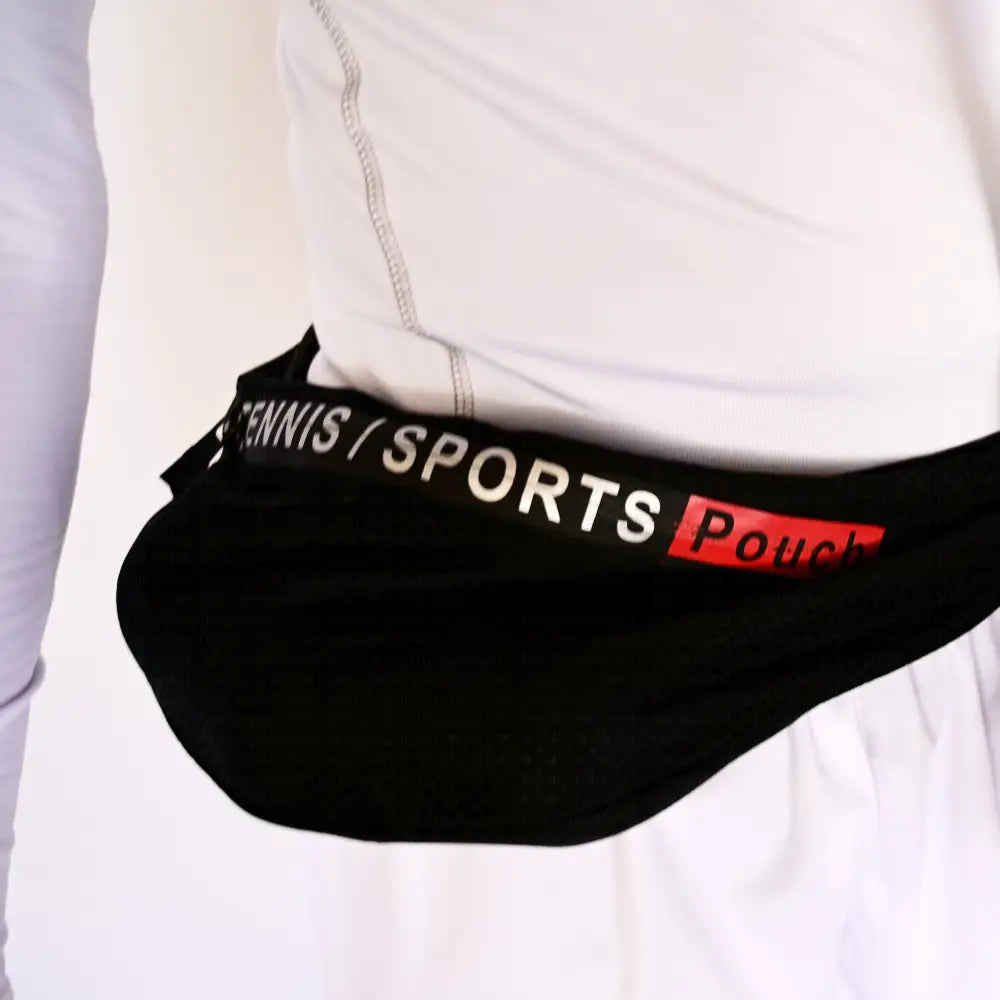 TennisSports Pouch in Black Mesh wbelt and Military Buckle 