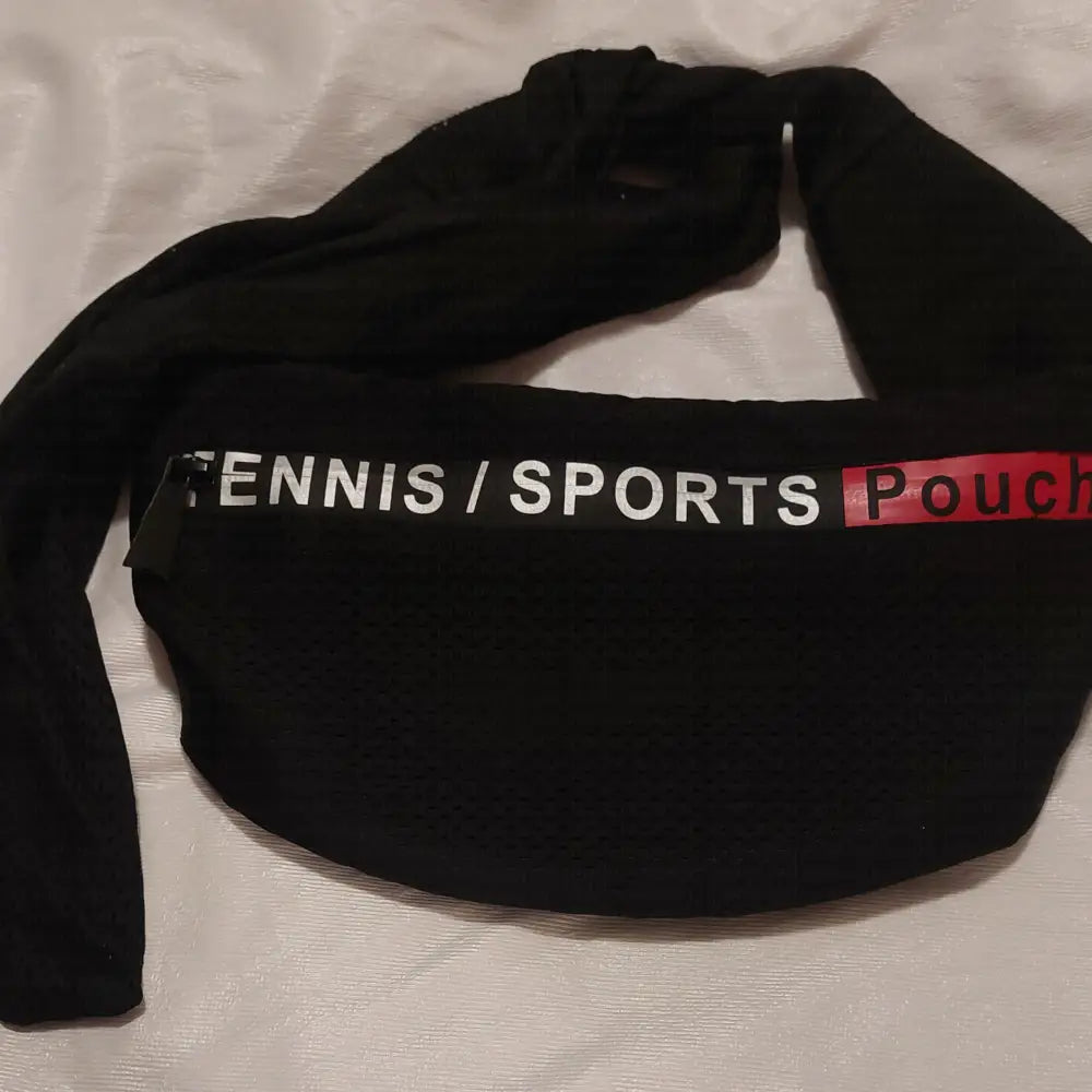 TennisSports Pouch in Black Mesh wbelt and Military Buckle 
