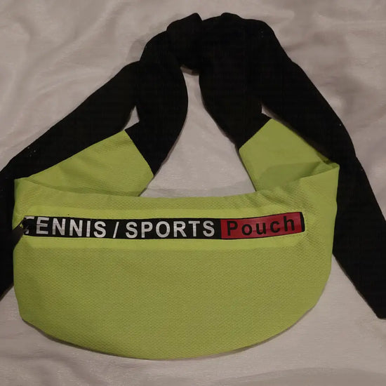 Tennis and Sports Pouch in Neon Mesh with Black Ties