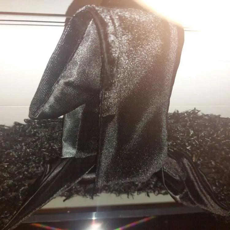 Warm And Plush Curly Black Faux Fur ScarfBag With Lambskin